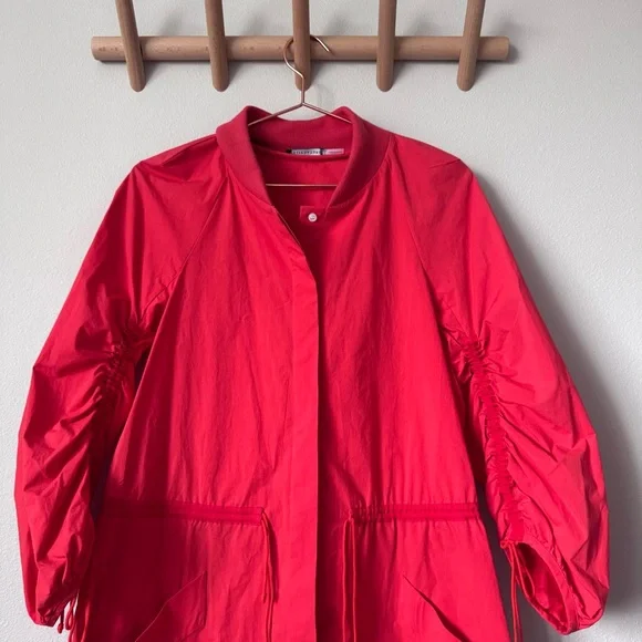 Josie Natori Red Lightweight Drawstring Utility Jacket - Picture 2 of 10